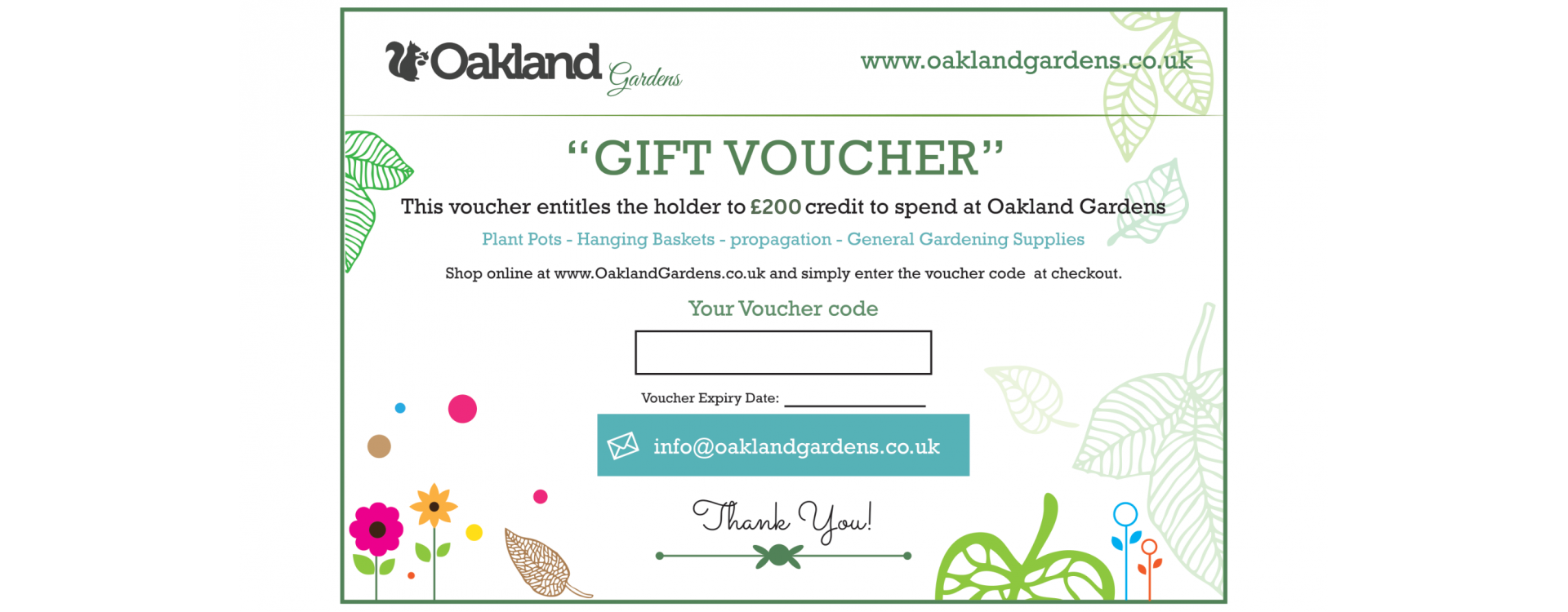 oakland gardens gift voucher