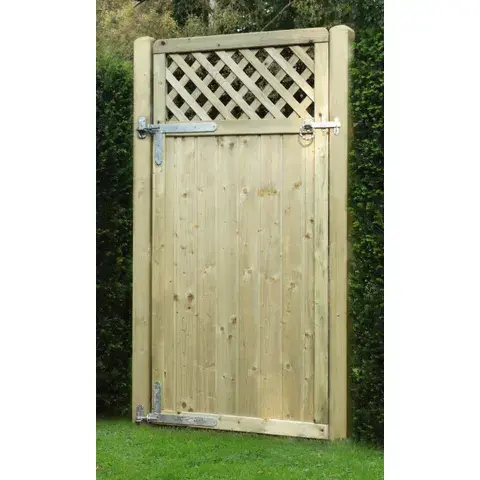 6ft tongue groove lattice top gate 1800 x 900mm pressure treated green timber_image