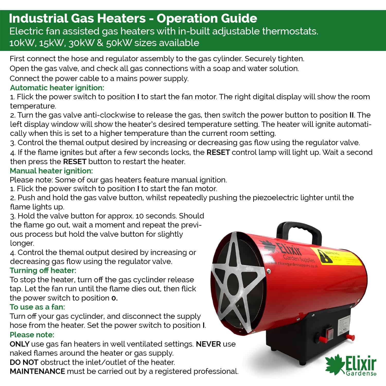 gas heater operation guide